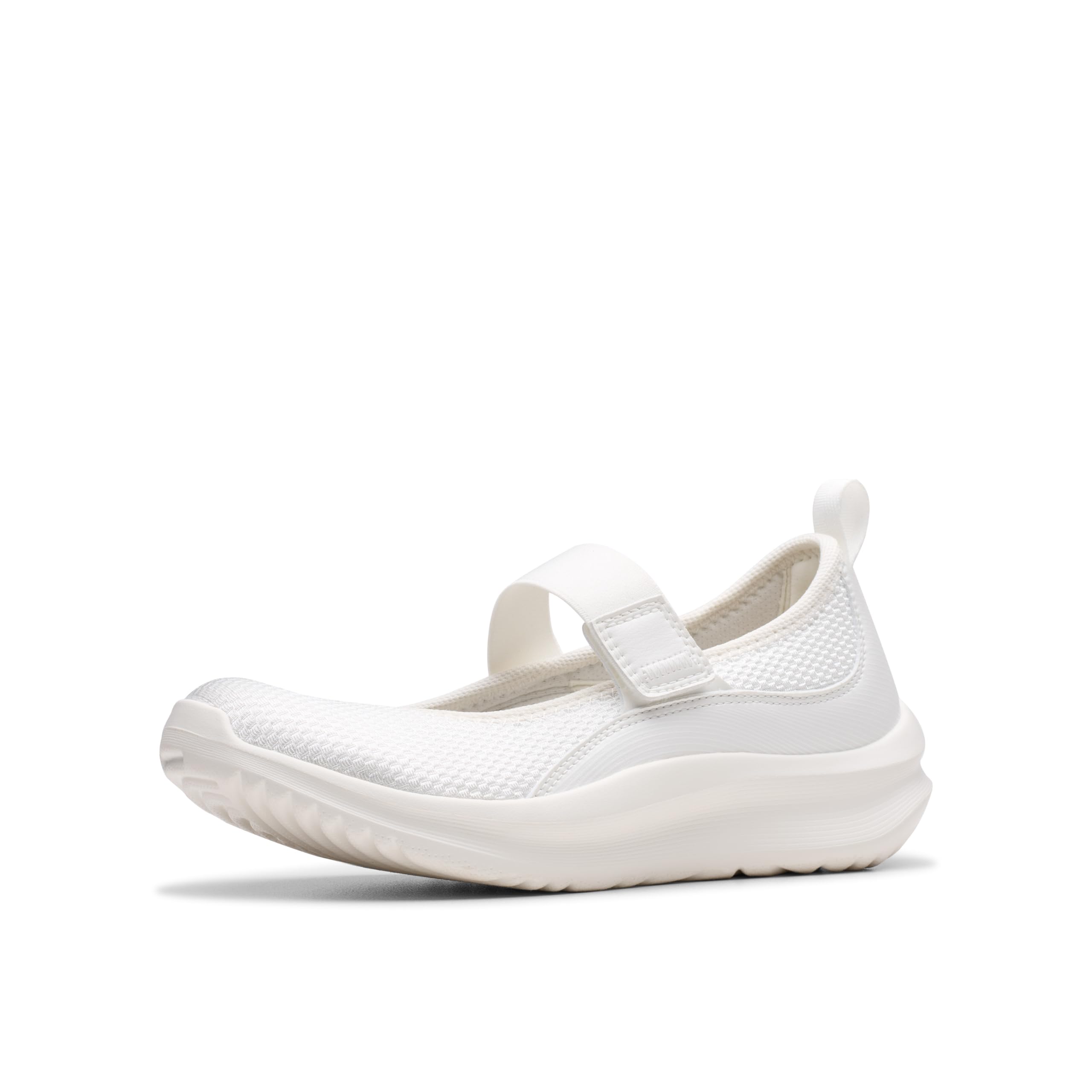 Clarks CloudSteppers Women’s Solevana Jane Mary Jane Flat, White Textile, 12 Medium US