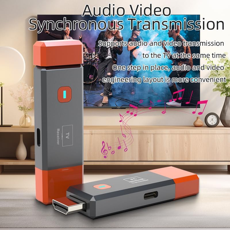 Wireless HDMI Transmitter and Receiver, 328FT/100M 2.4G/5G Wireless HDMI Extender, 4K Decode 1080P Output, for Streaming Video and Audio from Laptop/PC/TV Box/Projector/PS4/PS5 to Monitor/TV.