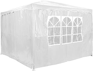 Homelux Partyzelt 3 x 3 m Festzelt Gartenzelt Bierzelt Pavillon Gartenpavillon mit 4 Seitenwänden Weiss