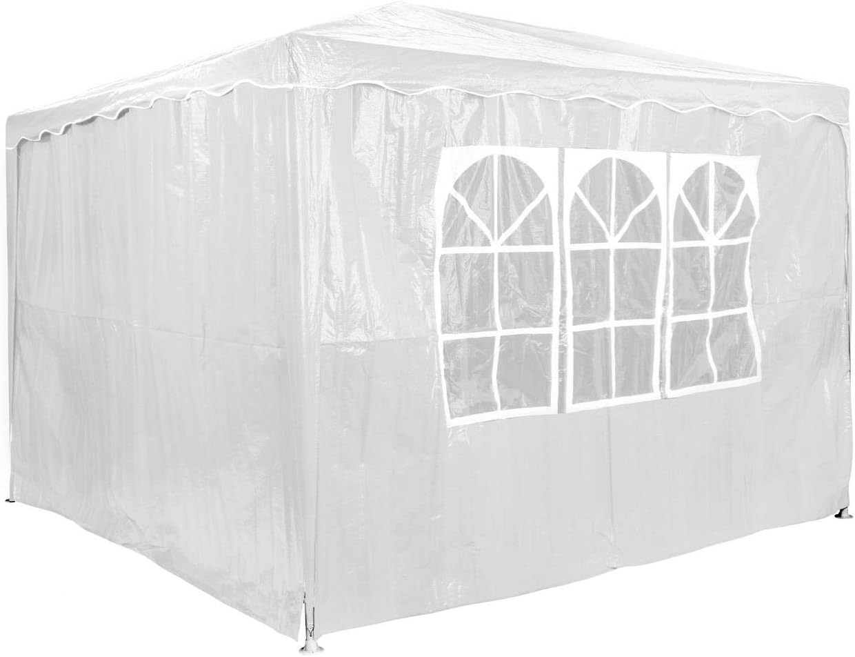Homelux Partyzelt 3 x 3 m Festzelt Gartenzelt Bierzelt Pavillon Gartenpavillon mit 4 Seitenwänden Weiss