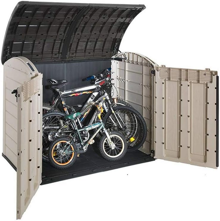 STS SUPPLIES LTD Bicycle Storage Shed Garden Unit Outside Box Plastic Tools Small Containers Outdoor External Lockable Square Garage Heavy Duty Furniture Bike Waterproof Weatherproof &E Book