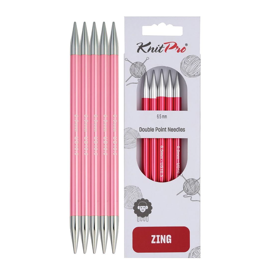 KnitPro Zing Double Pointed Needles 6" (15cm) | 6.50mm