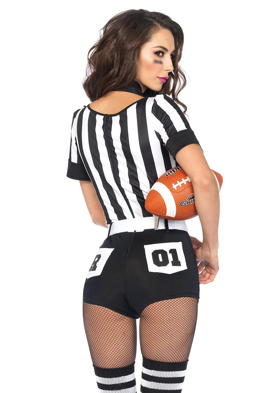 Leg Avenue Women's 3 Pc No Rules Referee Costume with Bodysuit, Belt, Choker