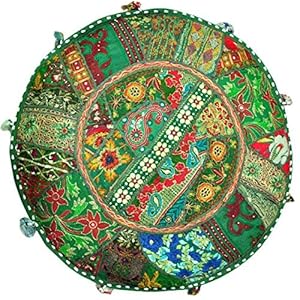 Indian Handmade Floor Cushion; meditation Pillow, Ottoman; Round seating Cover 17