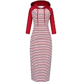 MISSKY Women's Casual Pocket Slim Pullover Maxi Hoodie Dress