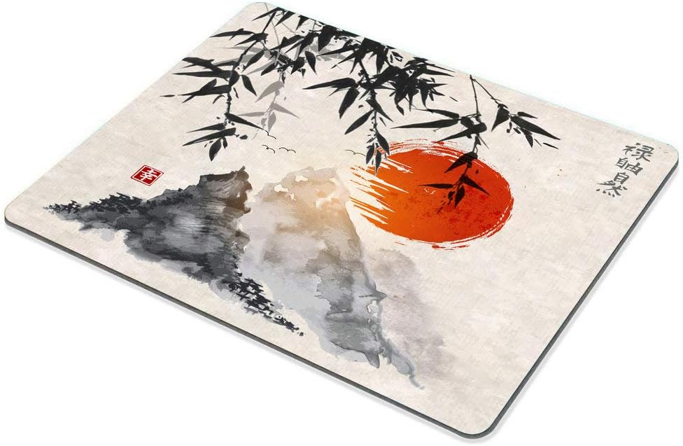 Wasach Gaming Mouse Pad Custom,JapaneseTrees Sun and Mountains Mouse Pad 9.5 X 7.9 Inch (240mmX200mmX3mm) - Image 4