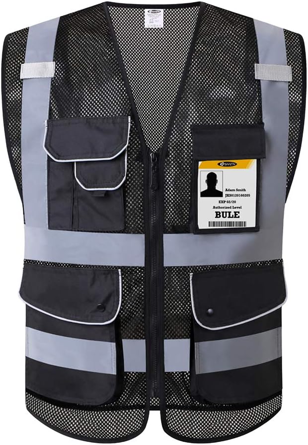 JKSafety 9 Pockets Class 2 High Visibility Safety Vest with Reflective