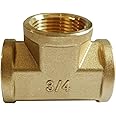 Joywayus 3/4 NPT Threaded Brass Pipe Fitting Tee T 3 way 3/4 NPT Female × 3/4 NPT Female × 3/4 NPT Female Adapter