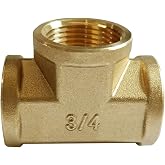 Joywayus 3/4" NPT Female Brass Tee Pipe Fitting Barstock 3-way Adapter | Air/Water/Oil Lines, Leak-Proof