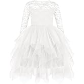 Arshiner Flower Girl Dress Toddler Contrast Lace Tutu Irregular Tulle Wedding Birthday Party Dresses