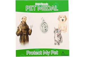 Venerare St. Francis Pet Medal | Small Oval Pet Collar Charm | A Great Gift for Pet Lovers | Comes with Different Colored Card | Christian Pet Goods