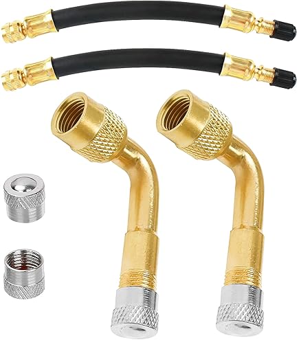 Always Shiny Wheels and RV | Valve Stem Extension 135 Degree Bend for Outside Dual on 16″ to 19″ Steel Wheel