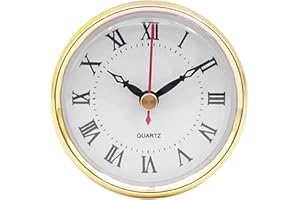 Bothyi Clock Insert 2.95 Inch 75mm Round Clock Movement Tone Bezel Roman Numeral Mini Clock Dial Gold Tone Bezel Movement Rep