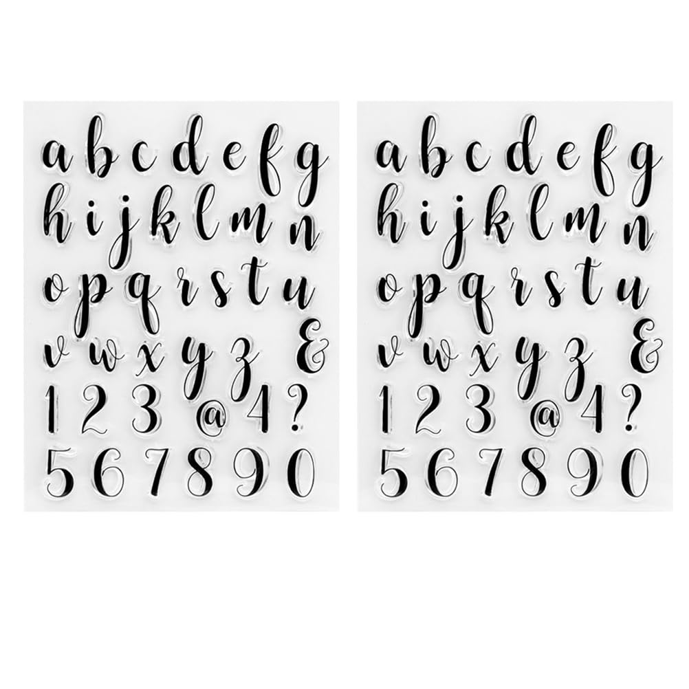 SEWACC 2 Sets Clear Alphabet Pattern Stamps Transparent Scrapbooking Stamps for Card Making Journaling Embossing and Craft Projects with Ink Pad Compatibility