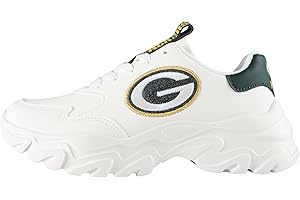 FOCO Women's NFL Team Glitter Big Logo Vintage White Chunky Sneakers