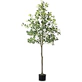 Artificial Eucalyptus Tree, 6ft Fake Tree Faux Trees Indoor with Pot, Tall Fake Plant Fake Eucalyptus Plants Silk Faux Eucalyptus Tree Realistic Artificial Trees for Living Room Home Decor(Green)
