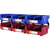 VEVOR Plastic Storage Bins 6 Pack (11 x 11 x 5-Inch), Hanging Stackable Storage Organizer Bins, Heavy Duty Stacking Containers for Closet, Garage, Office, Home, Pantry or Small Parts Organization