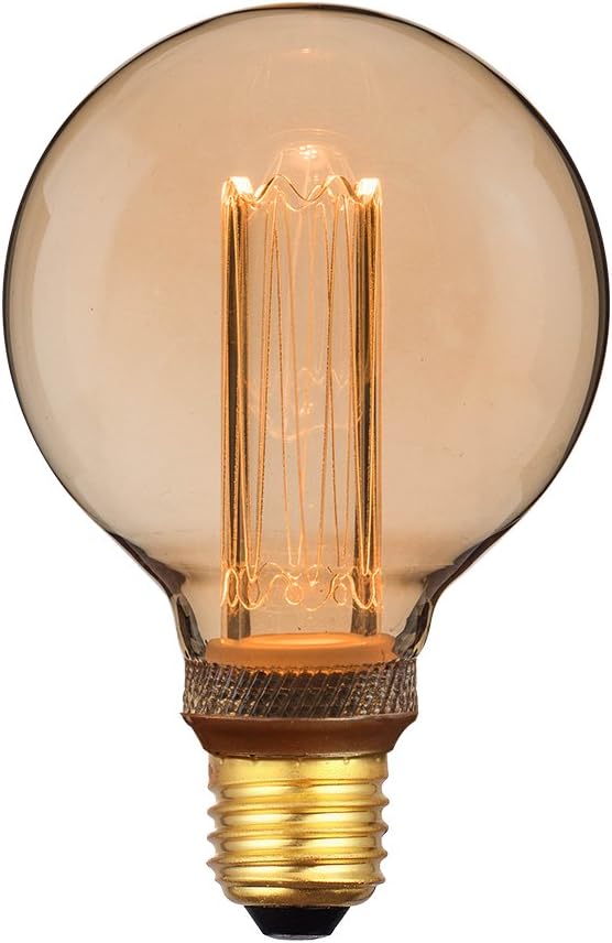 Harwez Vintage Globe LED Light Bulb, Non-Dimmable 4W RN G95, 1800K Warm White Light for Retro Antique Style, E27 Screw, Amber Glass Decorative Virtual Squirrel Cage Filament