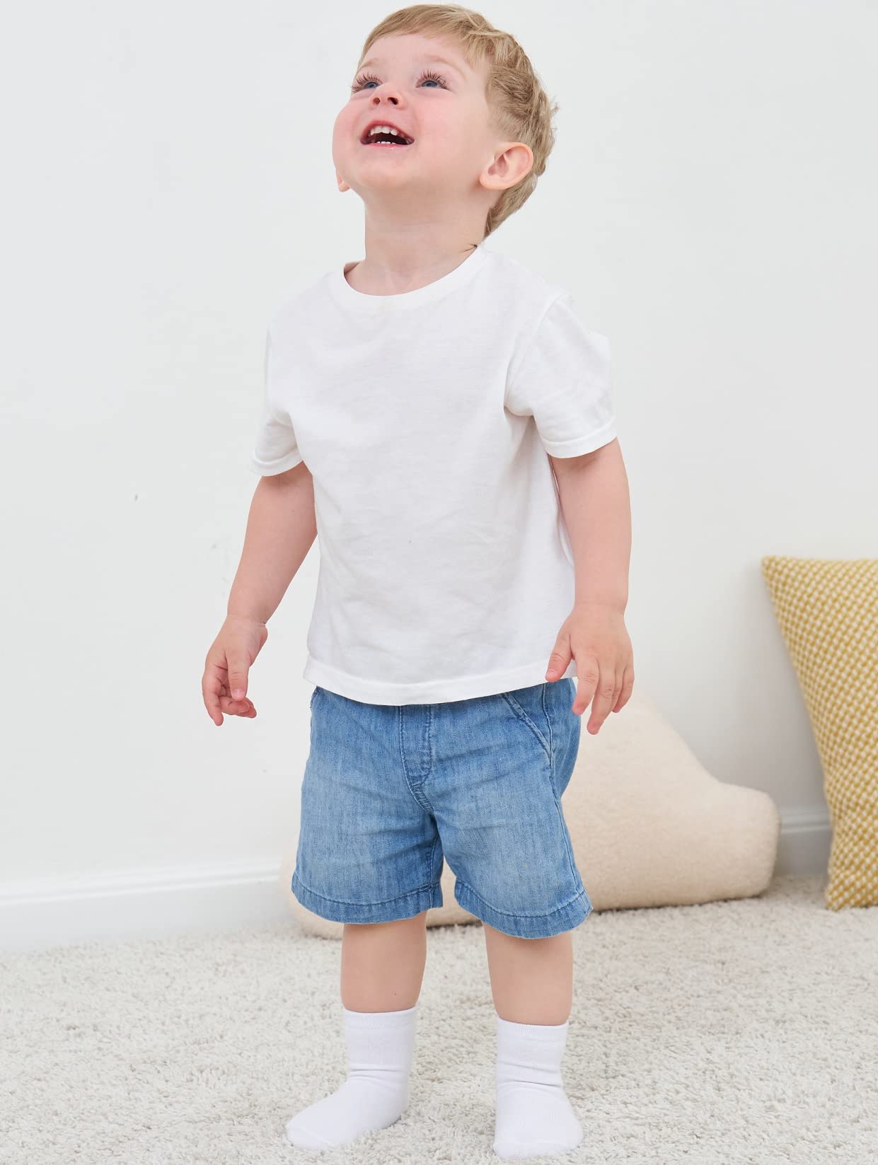 ZAPLES Baby Non Slip Grip Crew Socks with Anti Skid Soles for Infants Toddlers Kids Boys Girls