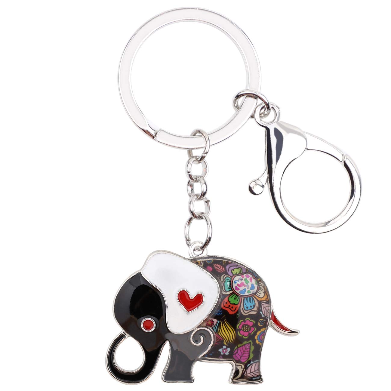 NEWEI Enamel Elephant Keychain Charms Accessories Keyrings Elephant Gifts for Women Girls (Ebony)
