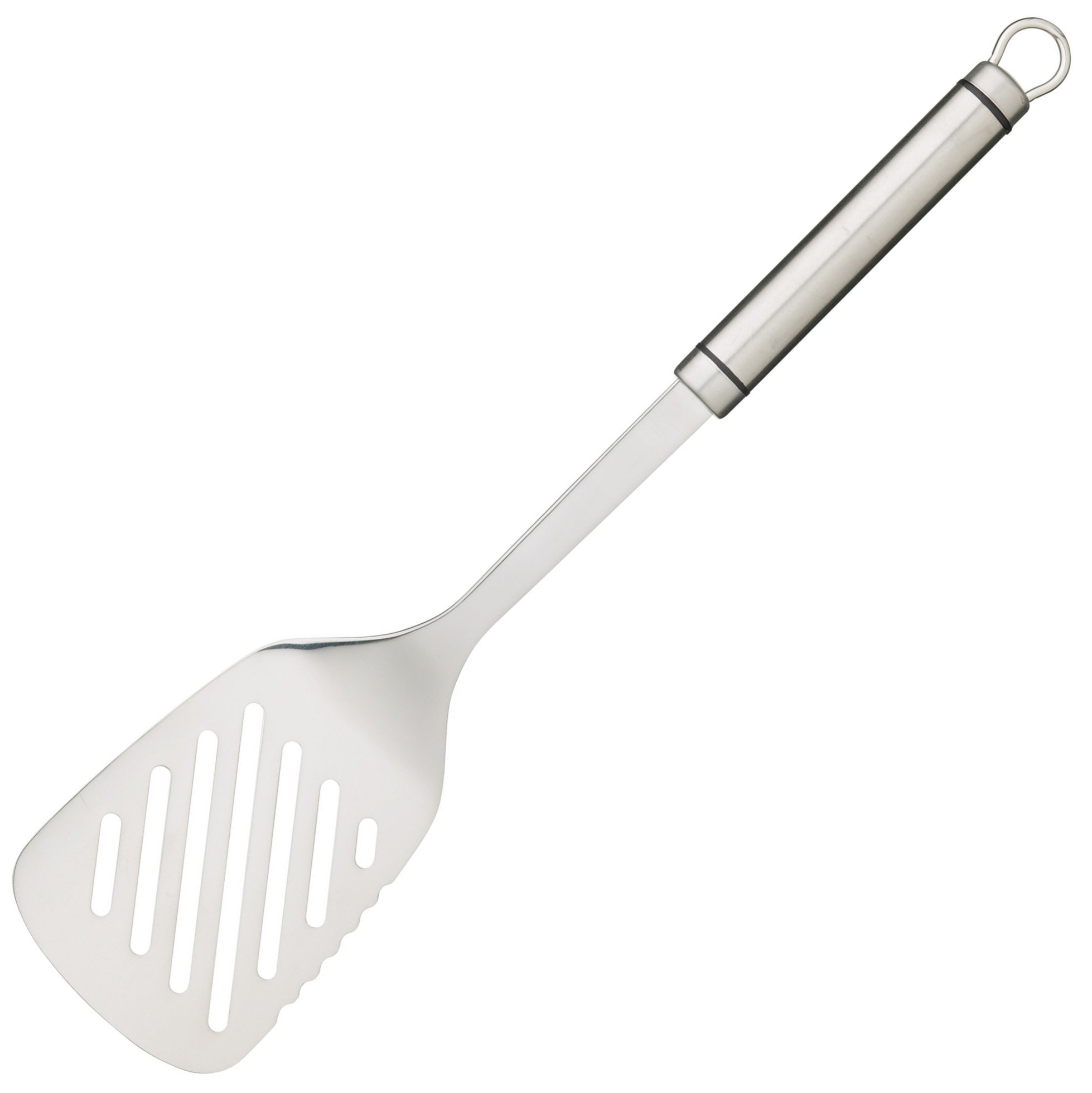 KitchenCraft Oval Handled Stainless Steel Slotted Turner, Durable Cooking Kitchen Utensil, Ideal for Eggs, Burgers or Pancakes, Spatula for Non-Stick Cookware, Dishwasher Safe, 35cm