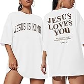 Christian Shirt Women Oversized Jesus Tshirt Jesus Love You Shirts Jesus Faith Tops Bible Verse Inspirational Tee