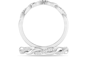 INSPEREZA NEW YORK Inspereza Solid 14k Real Gold Minimalist Infinity Reef Knot Thin Stackable Diamond Ring | 1/10 Ct TW Real Diamond Engagement Anniversary Wedding Band for Women | Simple Gold Stacking Rings (Size 4-9)