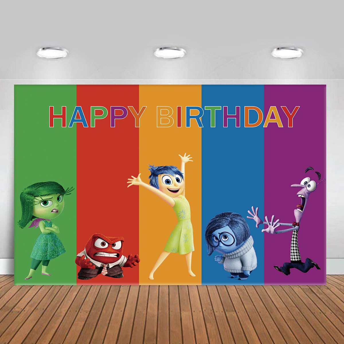 Photo 1 of 5x3 FT Inside Out Background Cloth,Cartoon for Inside Out Theme Kids Birthday Party Photo Backdrop Decora
