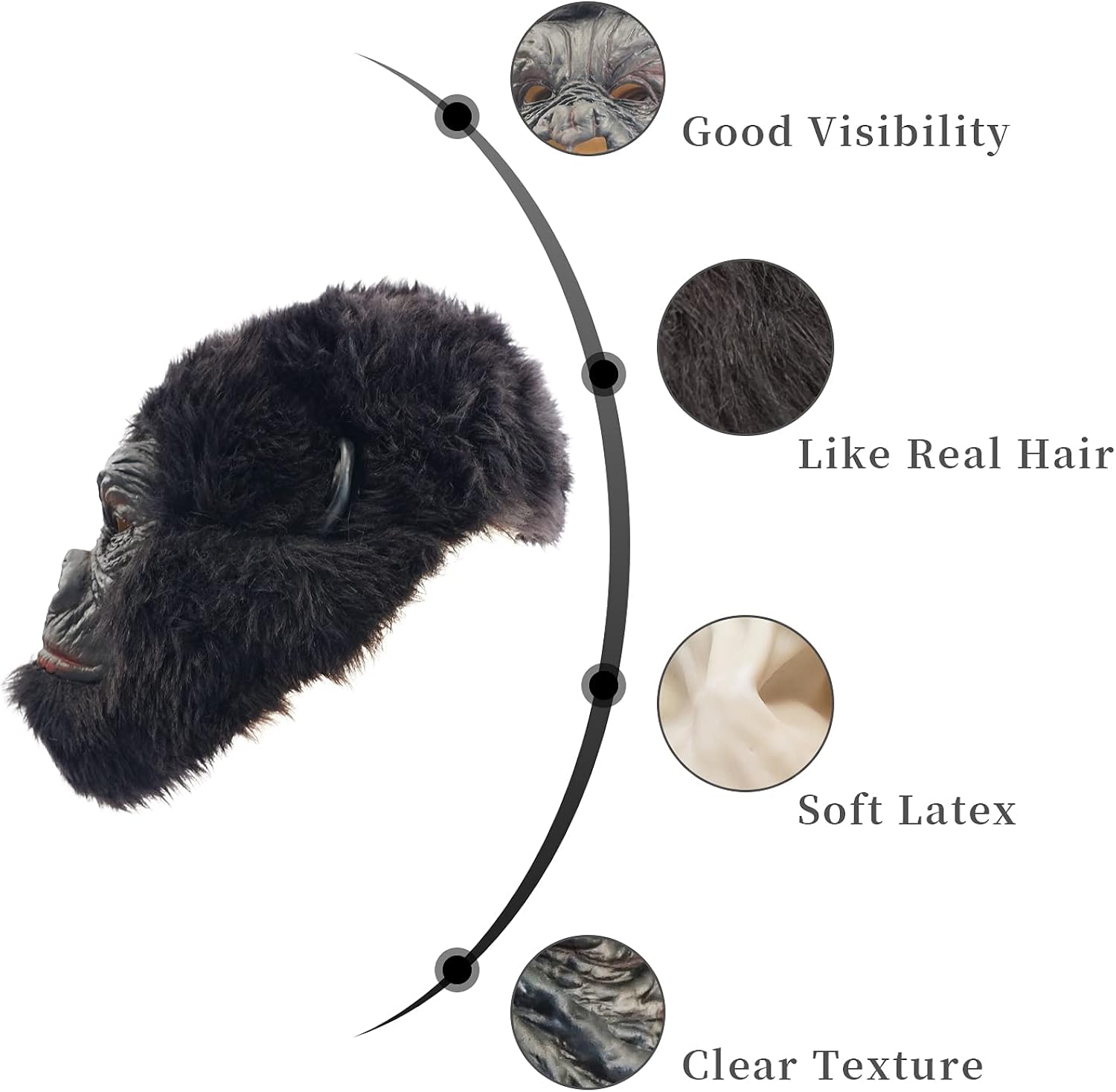 CreepyParty Gorilla Mask King Kong Animal Latex Full Head Realistic Chimpanzee Masks Fancy Dress for Halloween Carnival Costume Birthday Party - Image 5