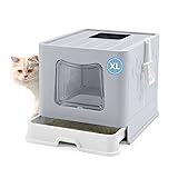 Bolux Foldable Cat Litter Box with Lid, Extra Large
