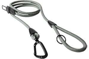 PAWS PASSION PawsPassion Rope Dog Leash 6 FT, 2-in-1 Heavy Duty Dog Leash with Seat Belt Buckle, Tangle Free 360ｰ Swivel Aviation Aluminum Carabiner, All Metal Hardware, Alloy O-Ring (Seabreeze)