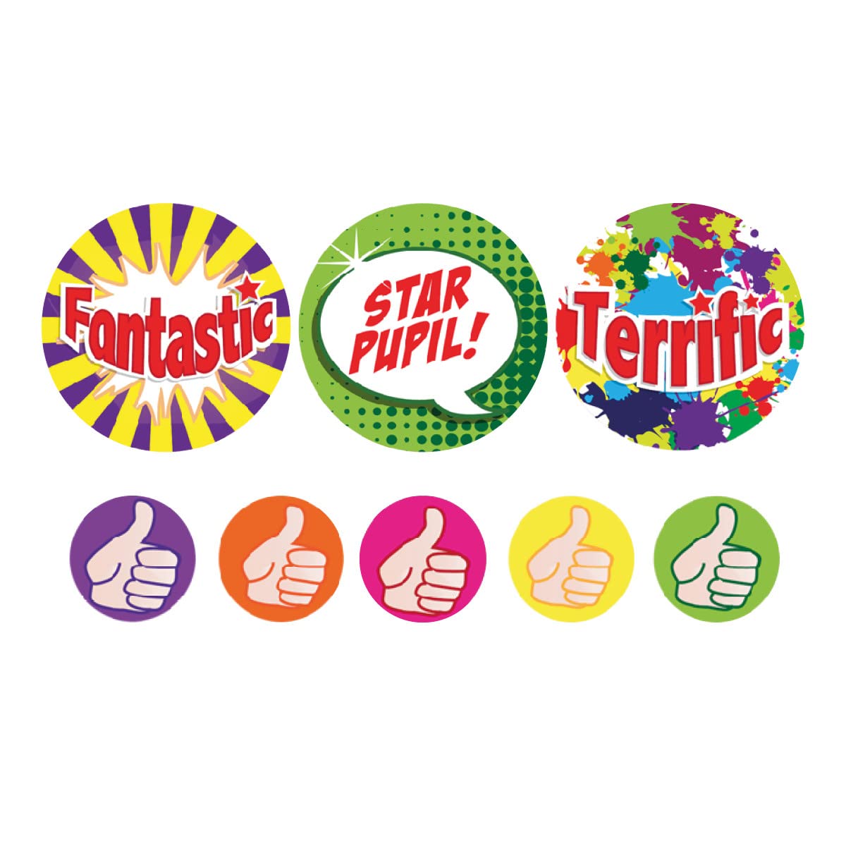 SuperStickers Praise Words Stickers (1240 x 25mm/10mm Stickers), DAS11217