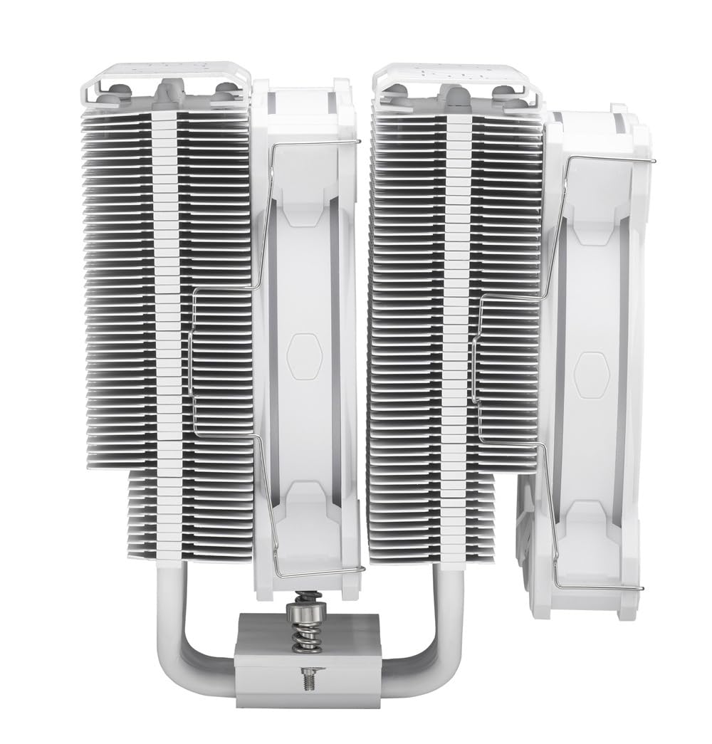 Cooler Master Hyper 622 Halo White Dual Tower CPU Air Cooler, 120 Halo² PWM Fan, Dual Loop ARGB, 6 Copper Heat Pipes, Nickel-Plated, 154mm Tall, AMD Ryzen AM5|AM4, Intel LGA 1851|1700|1200 Brackets
