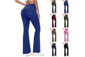 AGWOLF Yoga Flare Cargo Pants for Women with Pockets High Waisted Leggings Gym Workout Butt Lift Running Wide Leg Sweatpants