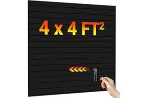 Ezlaino Slat Wall 4FT x 4FT, Versatile PVC Slatwall Paneling w/Long-Lasting Durability, Easy to Clean, Fits Most Slatwall Accessories, Ideal Organizer for Garage, Home & Store Storage, Black