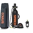 SMACO Scuba Tank with 1L Capacity Mini Scuba Tank Support About 15 Minutes Underwater Breathing Devices Diving Oxygen Tanks Scuba Cylinder for Underwater Sightseeing/Underwater Work/Backup Cylinder