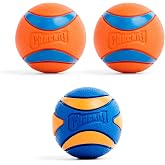 Chuckit! Ultra Squeaker Dog Balls, Floating, Medium 2.5-in, 3-Pack | Durable rubber dog toy, high-bounce fetch; floats &amp; Squeaks; Perfect for pool or yard play; includes 3 balls; for 20-60 lbs