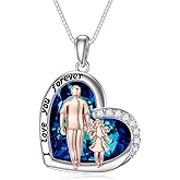 PROESS S925 Sterling Silver Daughter Heart Pendant Necklace from Dad Mom I Love You Forever Jewelry