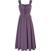 SCARLET DARKNESS Women Renaissance Summer Corset Dress Medieval Cottagecore Lace Up Dress