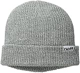 NEFF fold Heather Beanie Hat, Grey Heather/White, One Size
