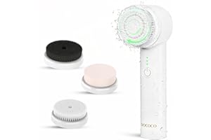 DOCOCO Facial Cleansing Brush, Electric Face Scrubber with 2 Rotational Directions, 3 in 1 Facial Brushes for Cleaning and Ex