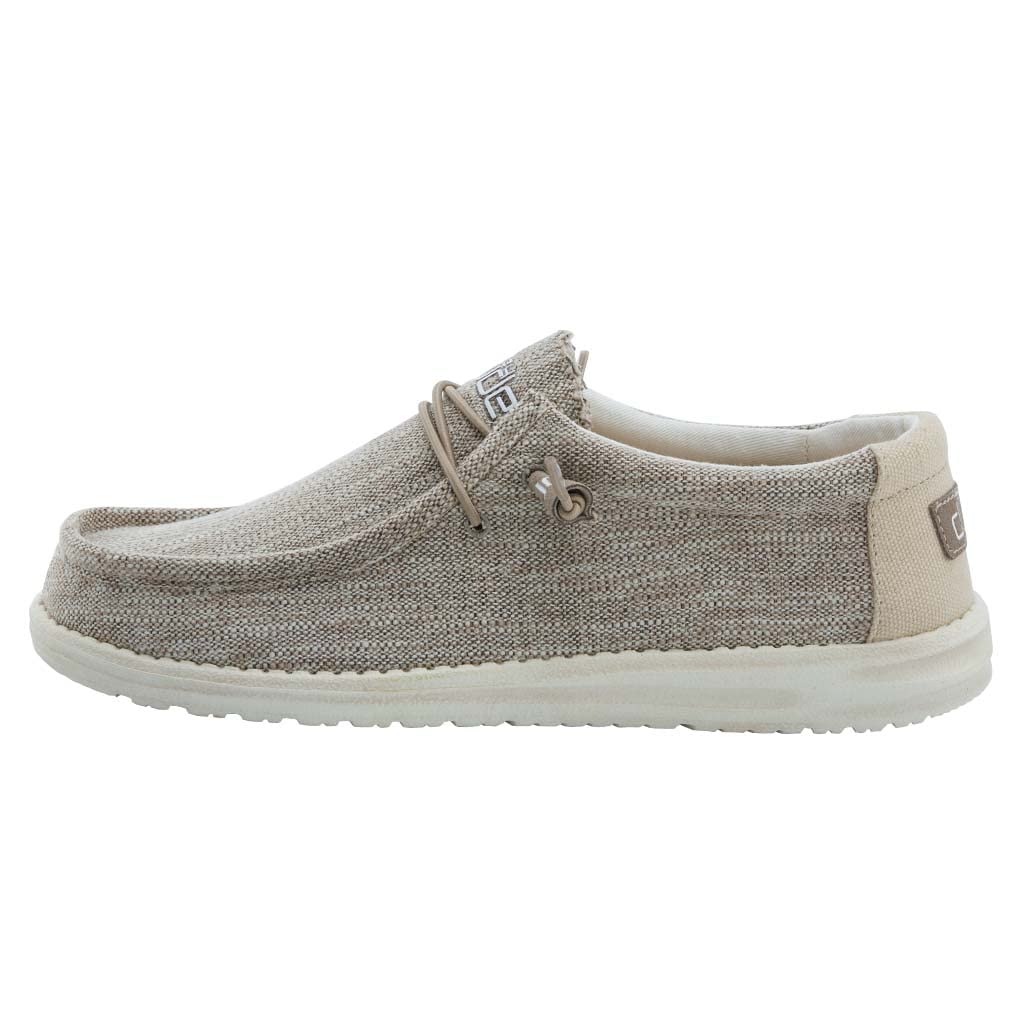 HEYDUDE Men’s Wally Woven Beige Size 12 | Men’s Shoes | Men’s Lace Up Loafers | Comfortable & Light-Weight