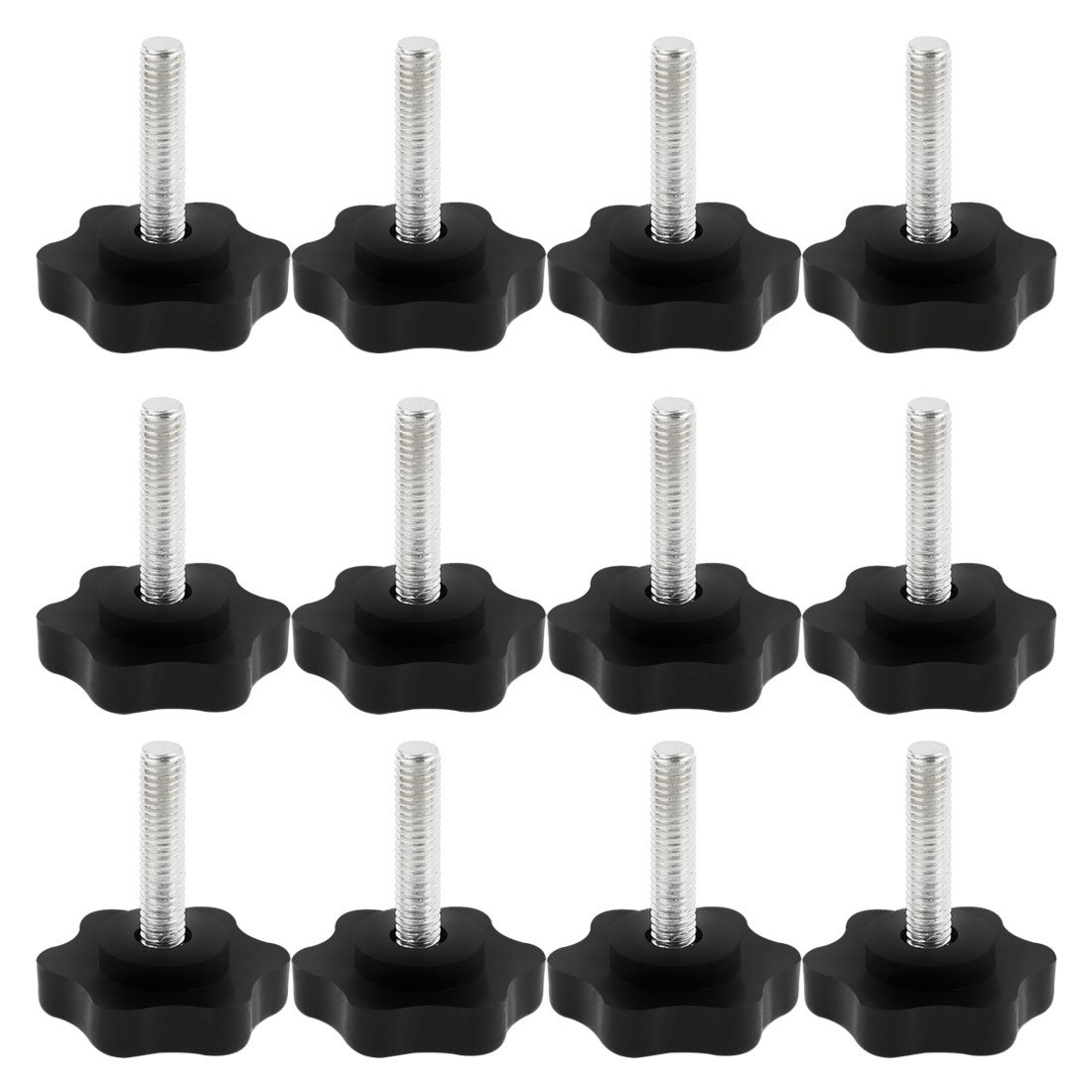 sourcing map Clamping Screw Knob Grip M6 x 32mm 25mm Star Head Dia 12 Pcs
