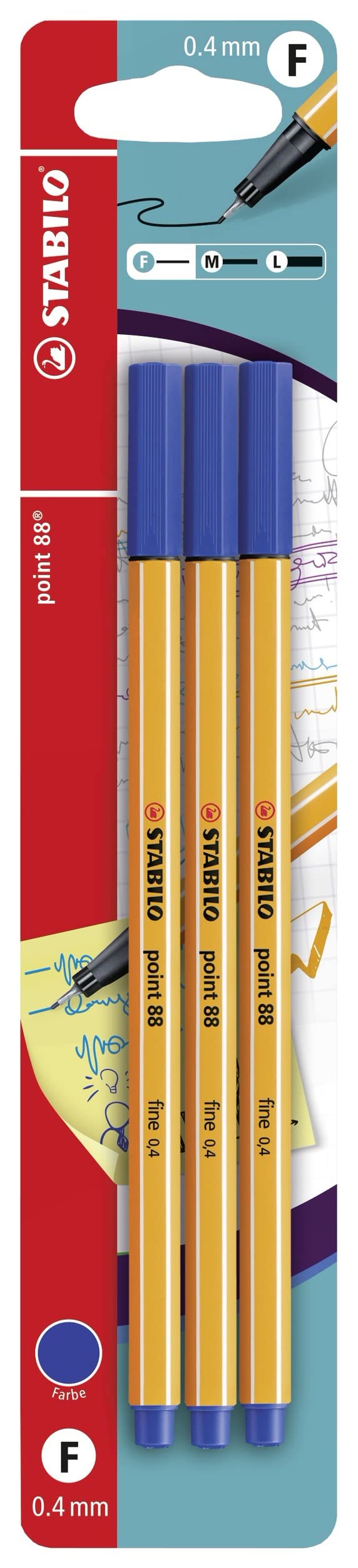 STABILO point 88 - Fineliner - Pack of 3 - Blue