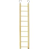 Prevue Pet Products 9-Rung Wood Bird Ladder Foot Exercise Beak Use | Accessories for Small to Medium Birds, Hanging Birdcage Toy for Climbing, Mental Enrichment, and Interactive Play