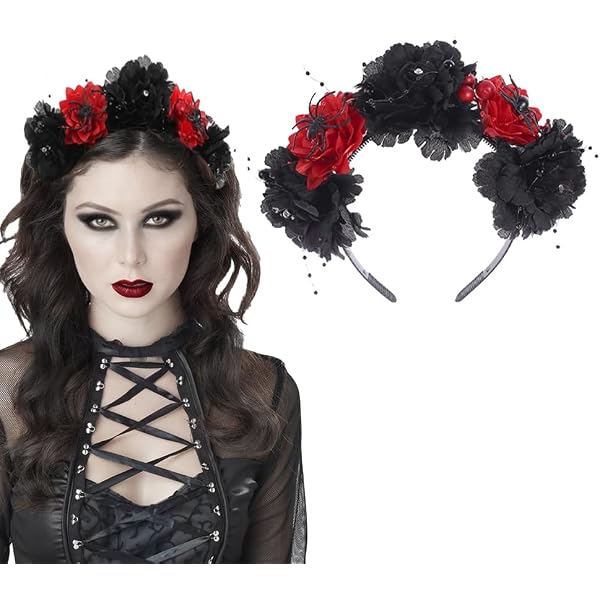 Amazon.com: EARENT Halloween Rose Skull Headband Black  display picture 1