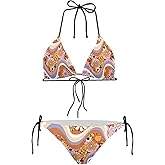 JEOCODY Women's High Waist Halter Bikini Set Two Piece Swimsuits String Triangle Bikini Sets