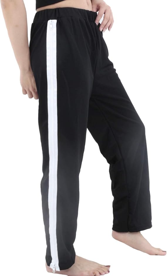 Amazon Rondel Black ロンデルブラック ダンス衣装 ヒップホップ サイド ジッパー パンツ ボトムス ストレートパンツ ジャージ 黒 ブラック ロングパンツ 通販