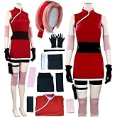 AIUKAKP Anime Cosplay Costume Anime Dress Red Cosplay Ouftits With Wig Halloween Women