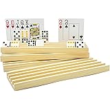 SEETOOOGAMES 4pcs Wooden Domino Rack Trays,Domino Tiles Games,Playing Card Holders